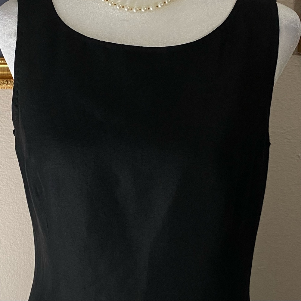 Ann Taylor Size 4 Linen Blend Black Dress Maxi Sleeveless LBD Back Zip & Slit - Picture 4 of 10